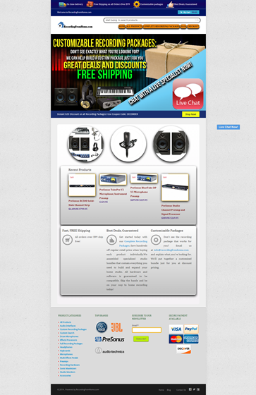 Ecommerce website development: E commerce website for recording and music instruments